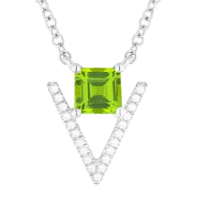 0.38Ct Peridot 18"necklacein 14K White Gold