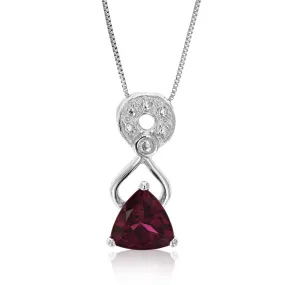 0.60 cttw Garnet Pendant Necklace .925 Sterling Silver 6 MM Trillion With Chain