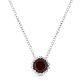 0.63ct Garnet 16"Pendant Necklace in 14K White Gold