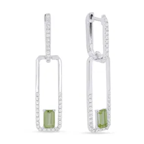 0.64ct Peridot Drop/Dangle Earrings in 14K White Gold