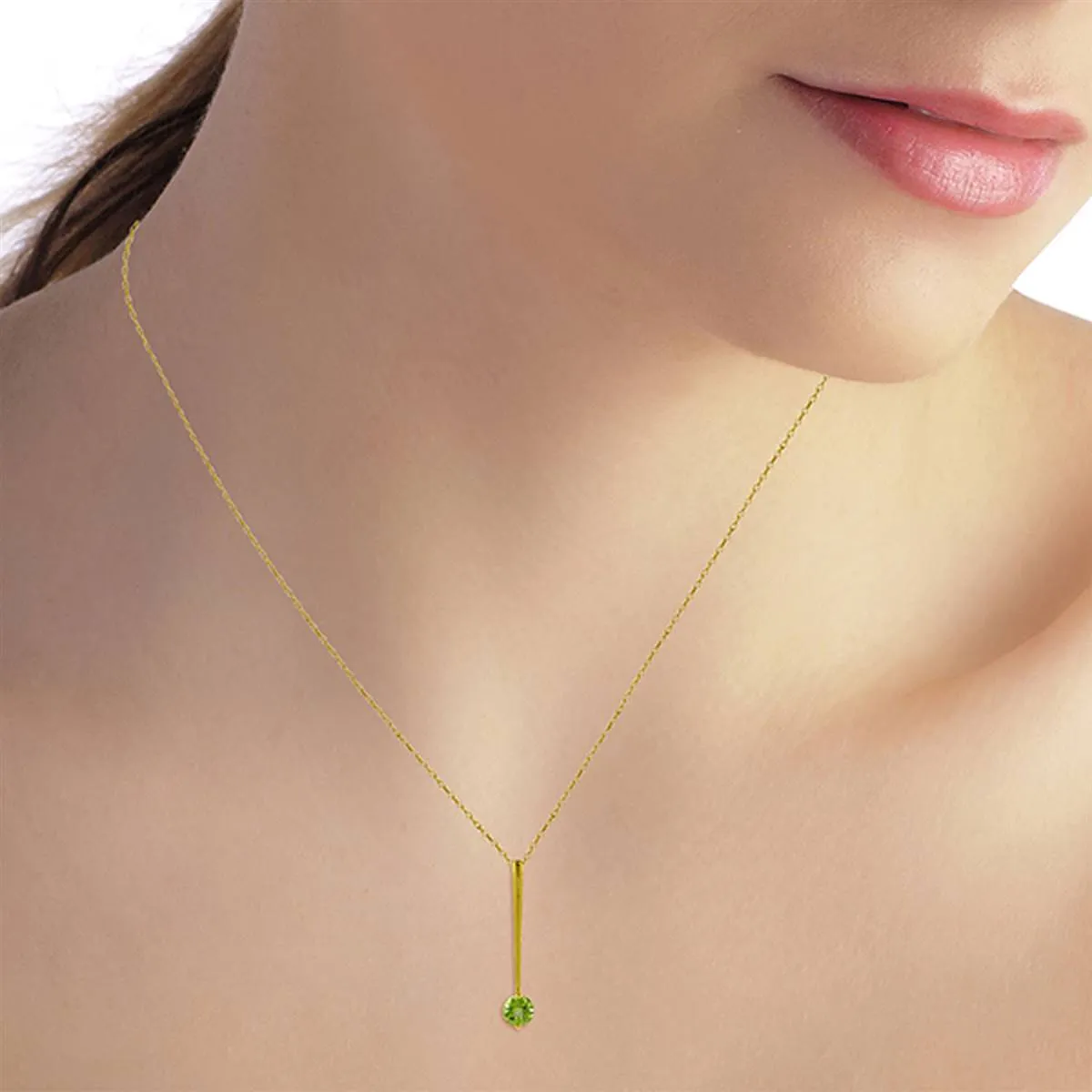 0.65 Carat 14K Solid Yellow Gold Piazza Peridot Necklace