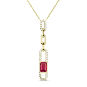 0.67Ct Garnet 18"necklacein 14K Yellow Gold