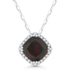 0.78ct Garnet 16"Pendant Necklace in 14K White Gold