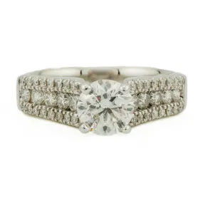 0.90ctw I1/H Round Brilliant Diamond and 0.64ctw Diamond Accented Engagement Ring in 14K White Gold - Size 7