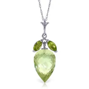 10 Carat 14K Solid White Gold Necklace Peridot Briolette Green Amethyst