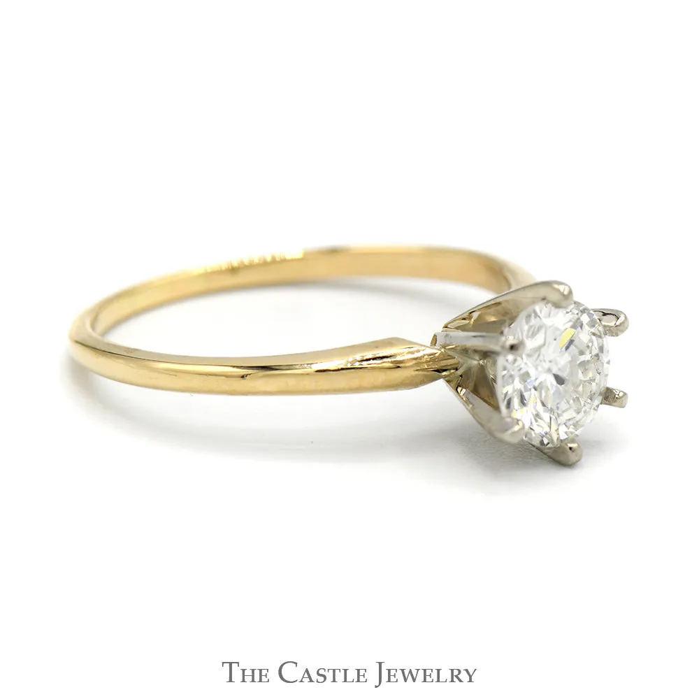 1.01ct Round Diamond Solitaire Engagement Ring in 14k Yellow Gold Tiffany Mounting - I1, I