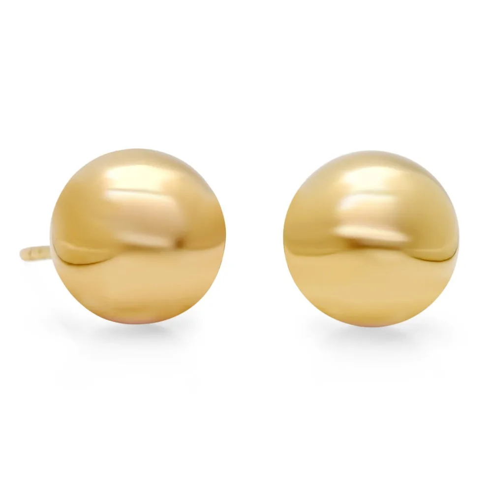 10K Rose, White or Yellow Gold Full Ball Stud Earrings Various Sizes