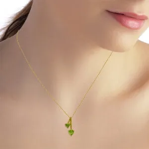 1.4 Carat 14K Solid Yellow Gold Hearts Necklace Natural Peridot