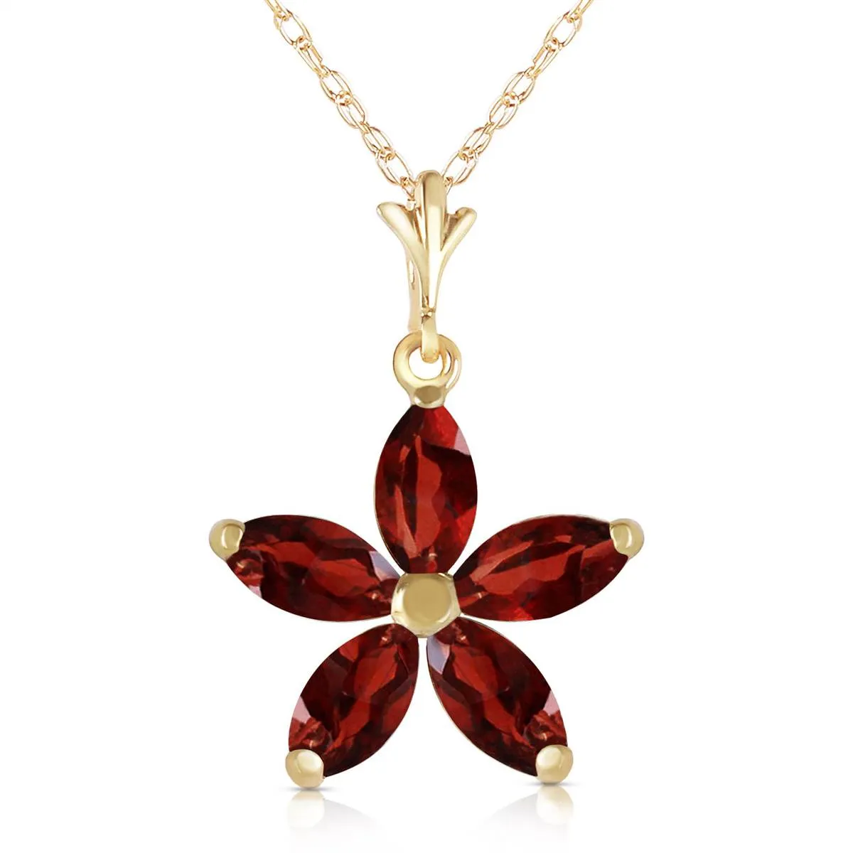 1.4 Carat 14K Solid Yellow Gold Portrait D'une Femme Garnet Necklace