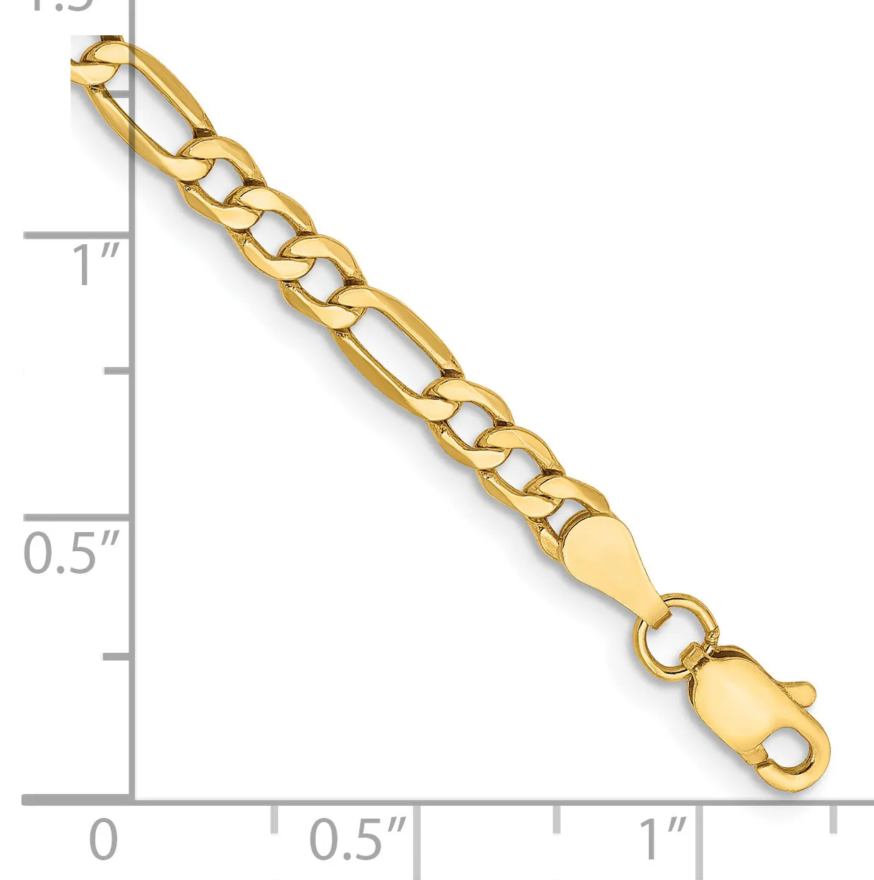 14k 3.5mm Semi-Solid Figaro Chain Anklet