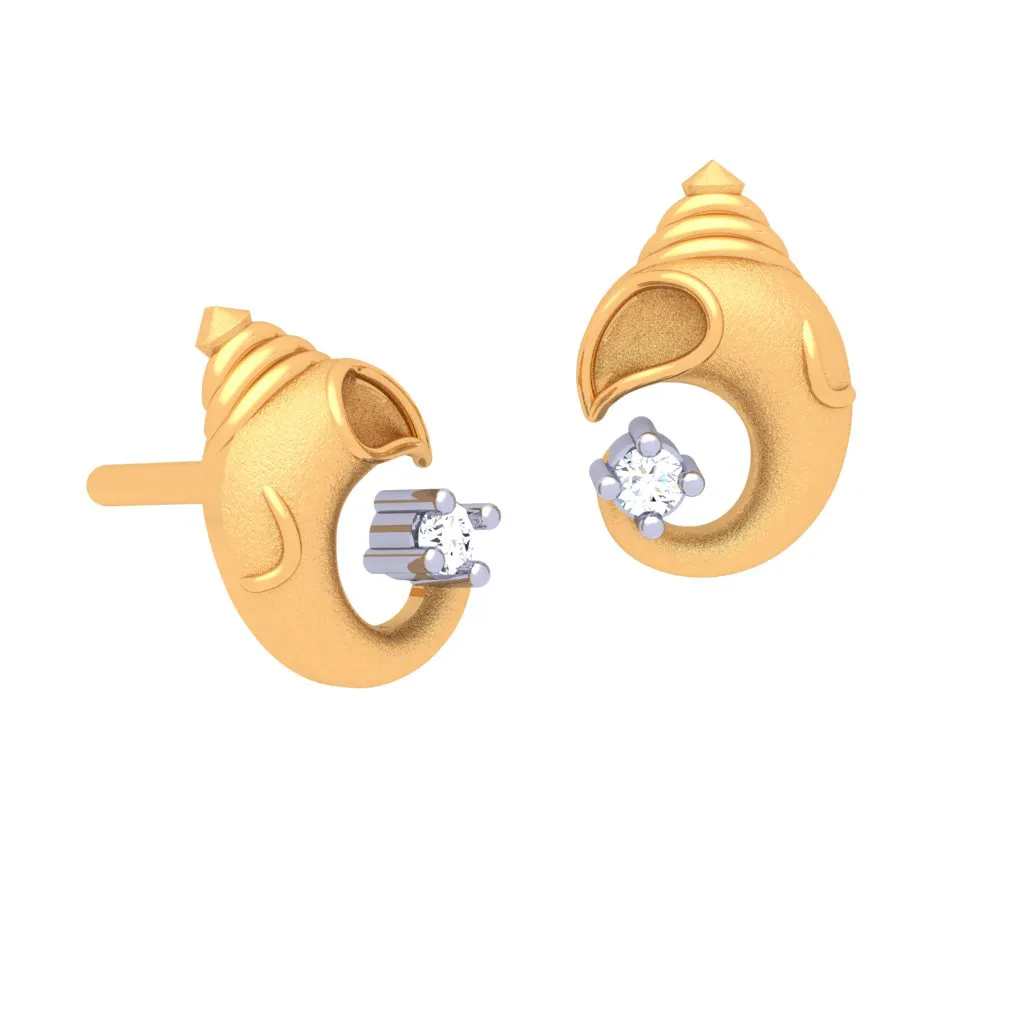 14k Lord Ganesh Gold Earrings With Yellow Gem From Online Exclusive