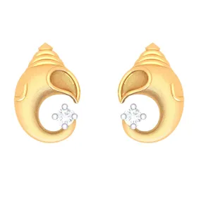 14k Lord Ganesh Gold Earrings With Yellow Gem From Online Exclusive