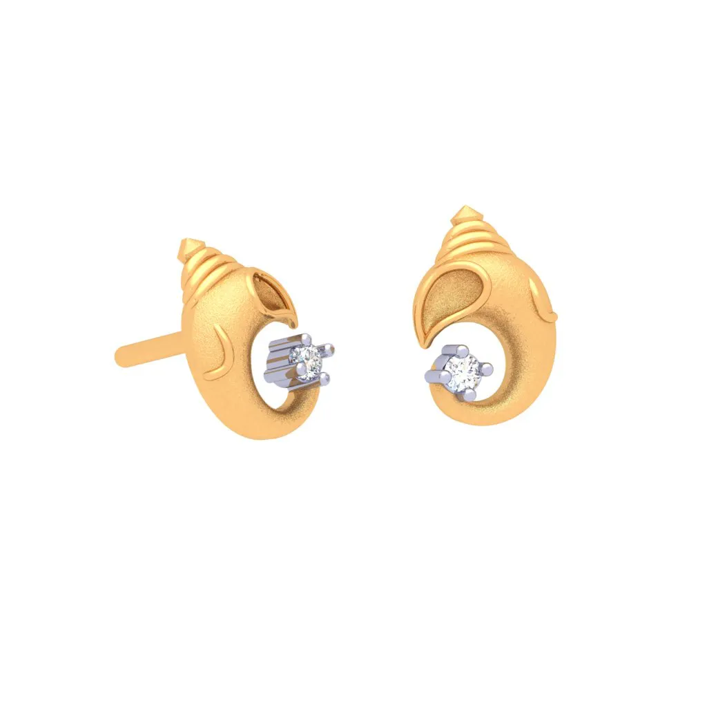 14k Lord Ganesh Gold Earrings With Yellow Gem From Online Exclusive