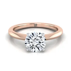 14K Rose Gold Round Brilliant  Petite Knife Edge Solitaire Engagement Ring