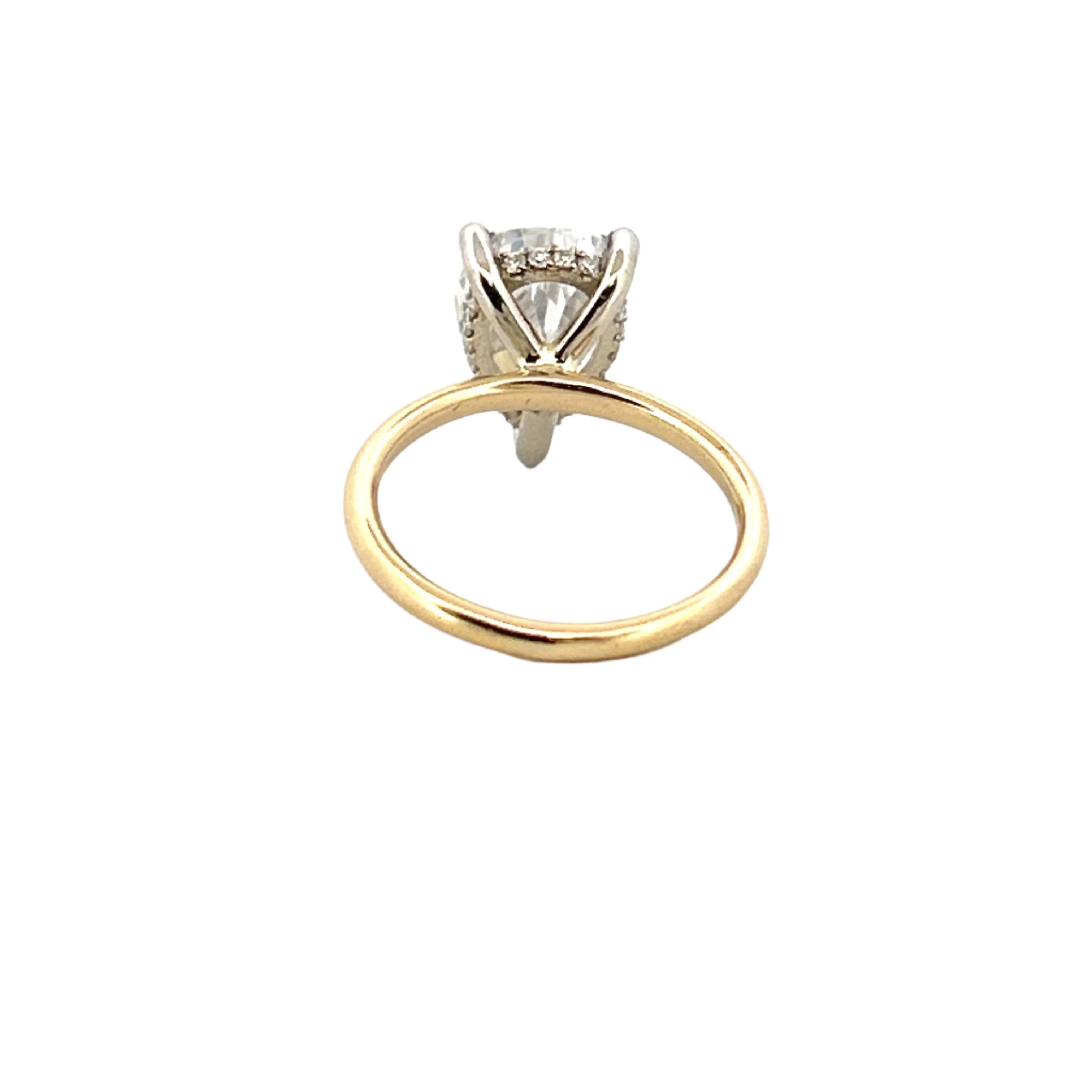 14K Two-Tone Gold 3.00 Carat Pear Lab Grown Diamond Under Halo Solitaire Engagement Ring