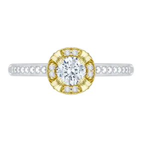 14K Two Tone Gold Round Diamond Engagement Ring