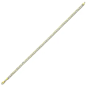 14K Two Tone White Pave Hollow Curb Anklet, 4.7mm (14K-WPCURBH120-10)