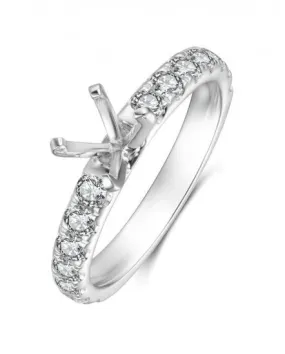 14k White Gold 0.74Ct (14) Diamond Engagement Mounting