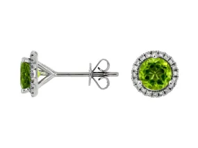 14K White Gold .16ctw Diamond and .1.50ctw Peridot earrings (98924)