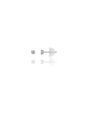 14K White Gold 2MM Round CZ Pushback Stud Earrings