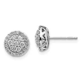 14k White Gold Diamond Cluster Post Earring