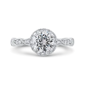 14K White Gold Diamond Engagement Ring (Semi-Mount)