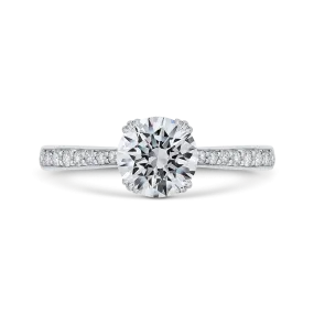 14K White Gold Diamond Engagement Ring with Euro Shank (Semi-Mount)