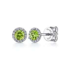 14K White Gold PE - Peridot stud Earrings - EG12372W45PE