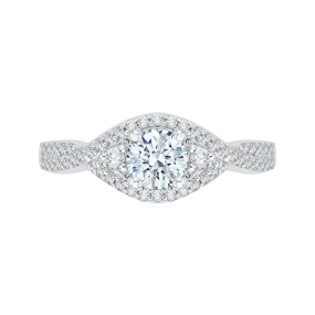 14K White Gold Round Diamond Engagement Ring