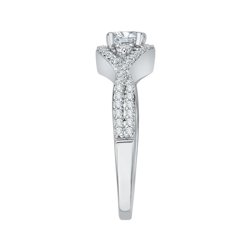 14K White Gold Round Diamond Engagement Ring