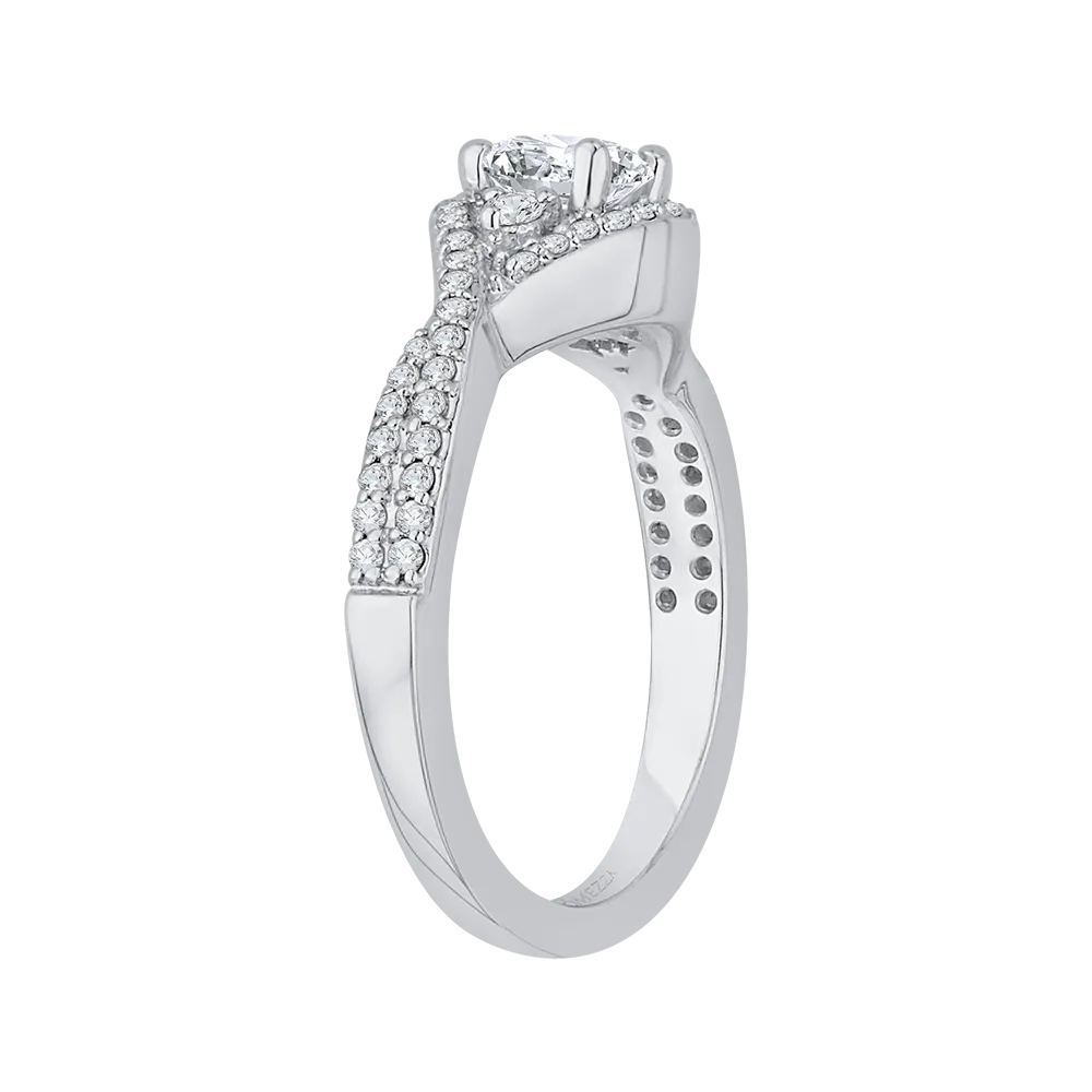 14K White Gold Round Diamond Engagement Ring