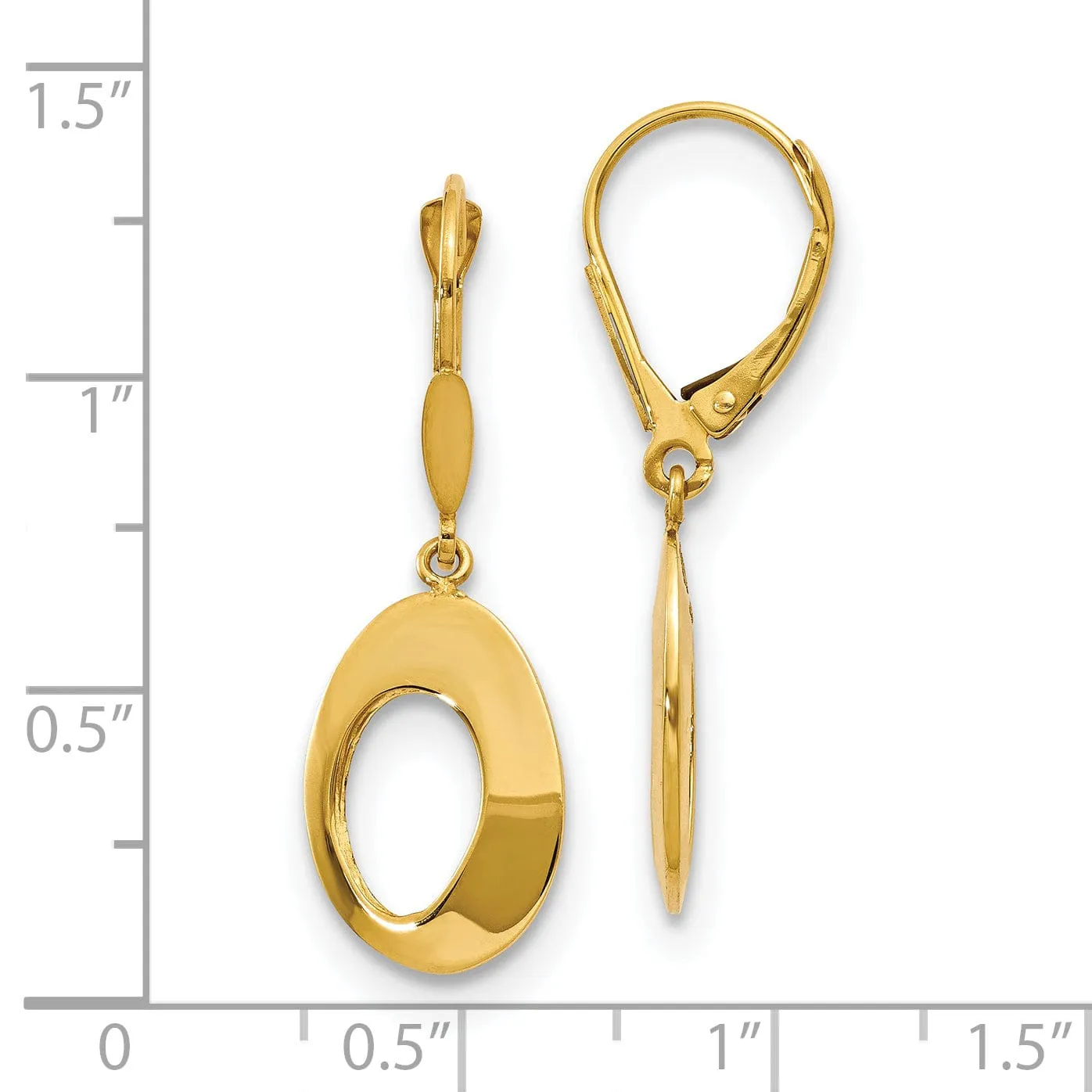 14k Yellow Gold Circles Leverback Earrings