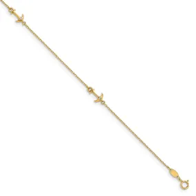 14k Yellow Gold C.Z Polished Anchor Anklet