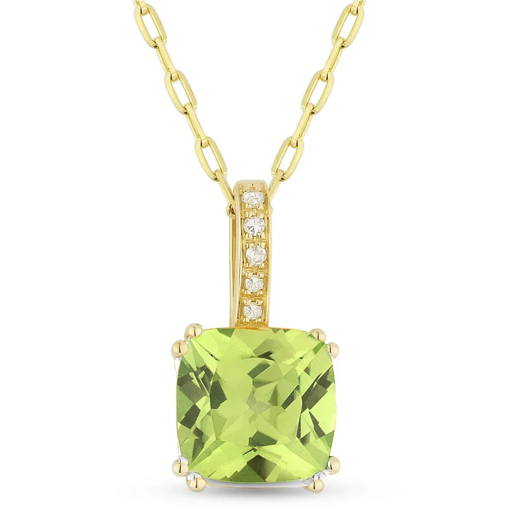 1.52Ct Peridot 16"pendant Necklace In 14K Yellow Gold