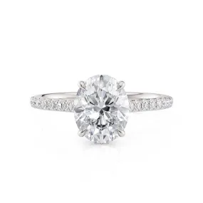 18k White Gold Oval Cathedral Diamond Engagement Ring