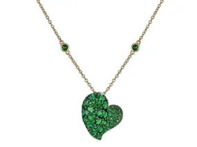 18k Yellow Gold Tsavorite Garnet Heart Necklace