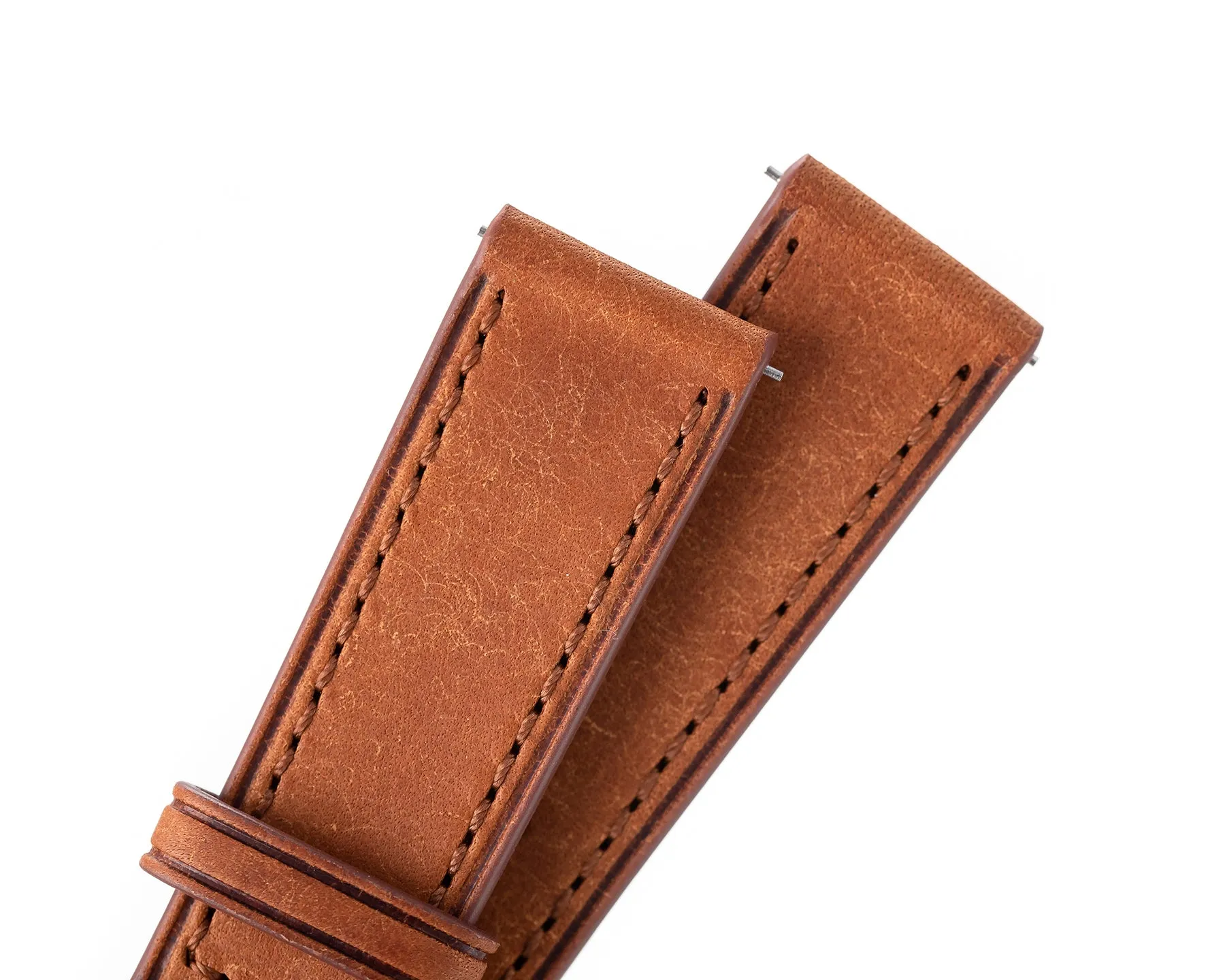 18mm 20mm 22mm Quick Release Italian Pueblo Leather Watch Strap - Cognac Brown