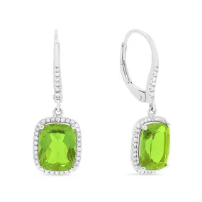 18" 5.25Ct Peridot Drop/dangle Earrings In 14K White Gold