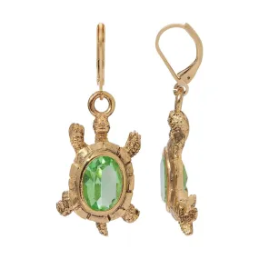 1928 Jewelry Peridot Austrian Crystal Galapagos Tortoise Drop Earrings