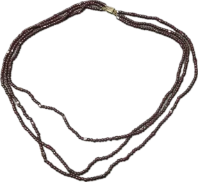 1930s Sterling Clasp & Garnet Triple Strand Necklace