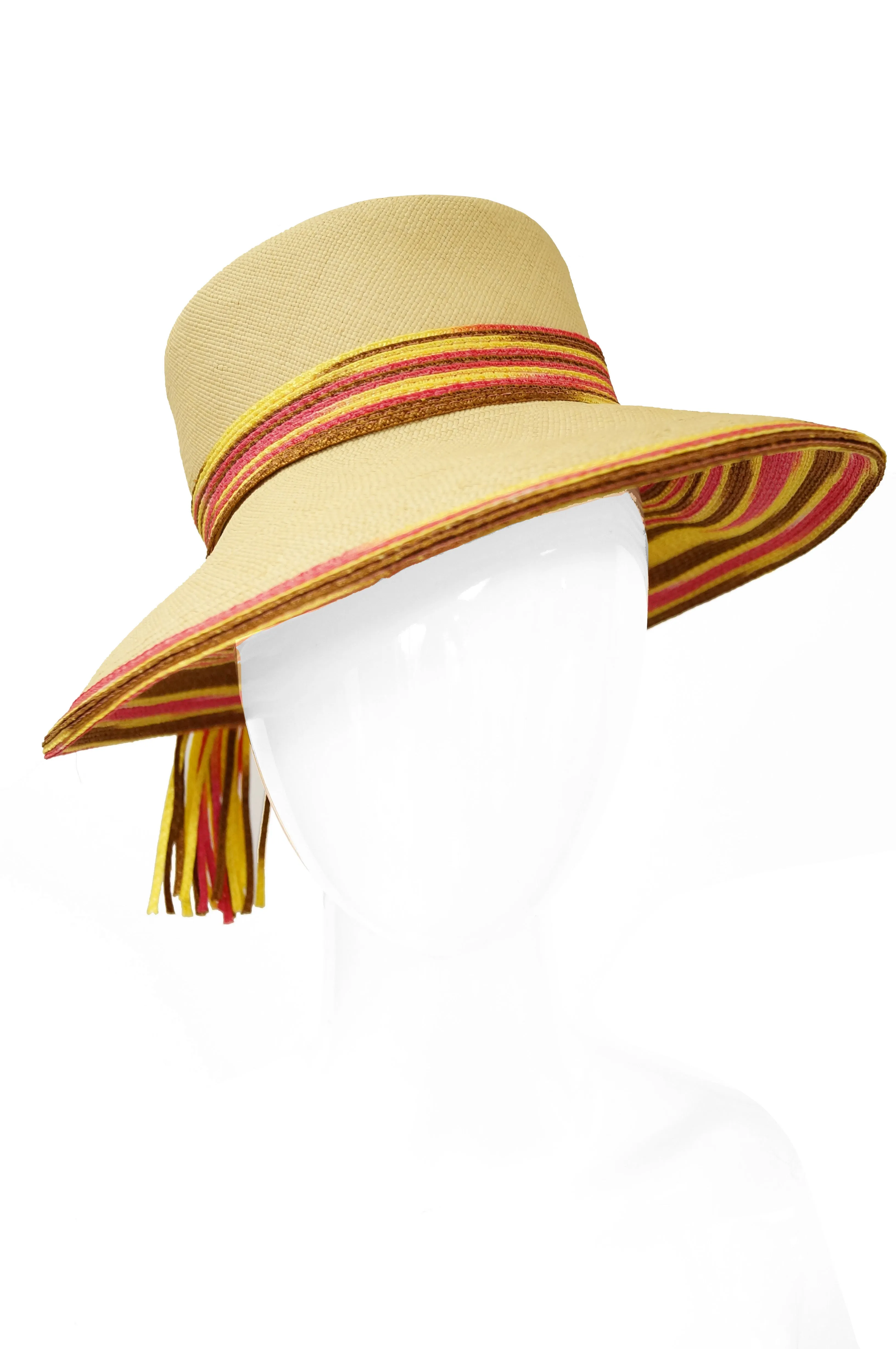 1970s Yves Saint Laurent Colorful Tassel Sun Hat, M