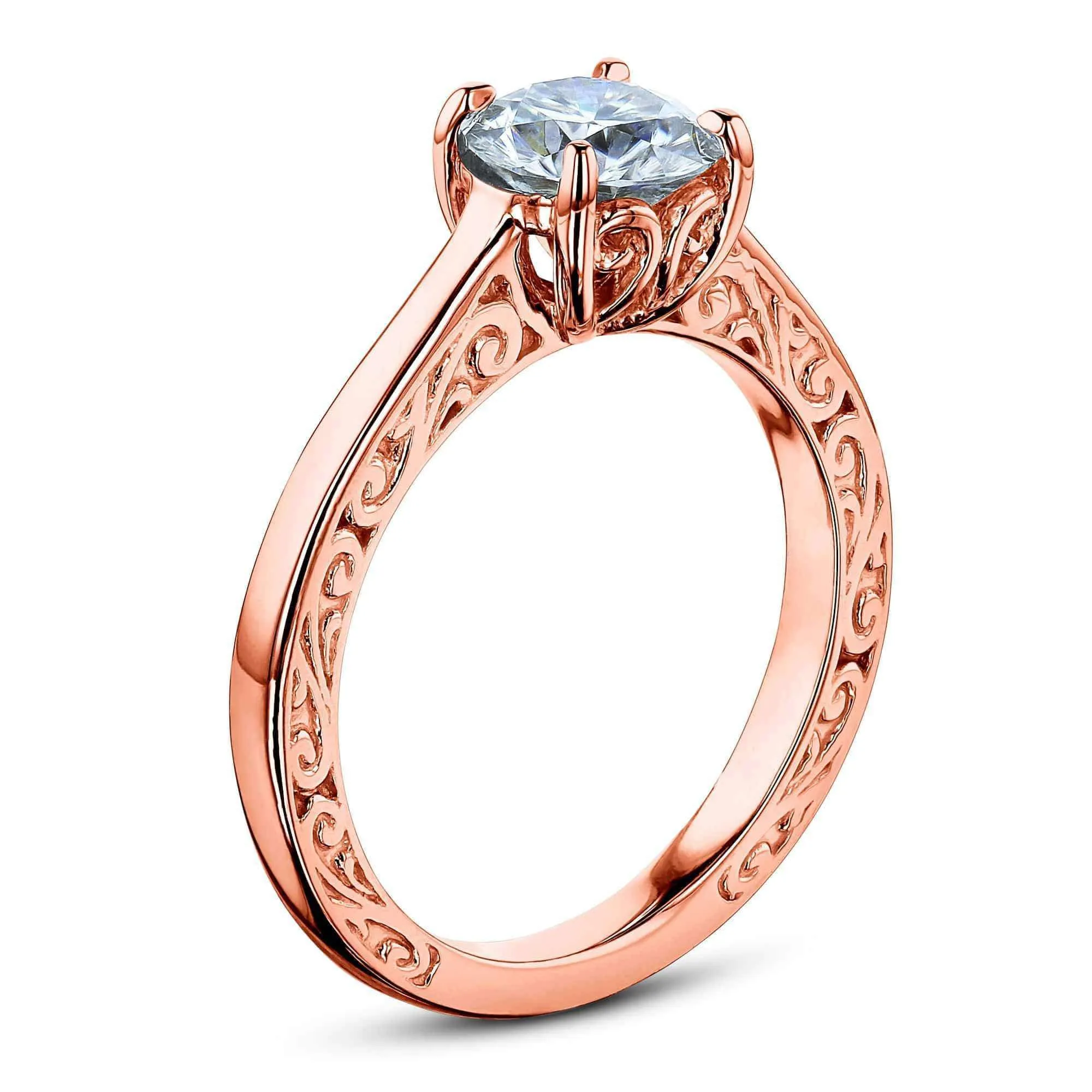 1ct Diamond Solitaire Filigree Engraved Ring