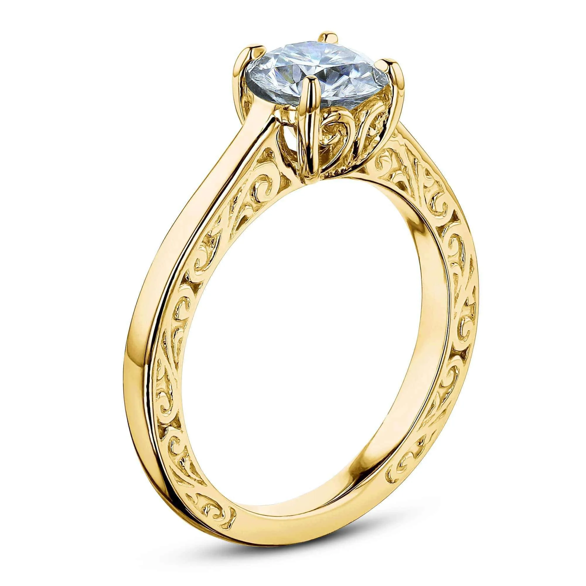 1ct Diamond Solitaire Filigree Engraved Ring