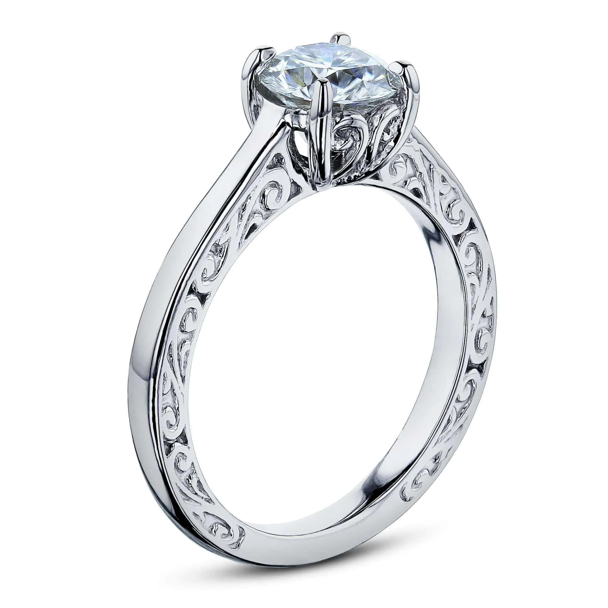 1ct Diamond Solitaire Filigree Engraved Ring