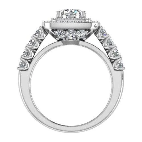 2 Row Diamond Double Halo Engagement Ring