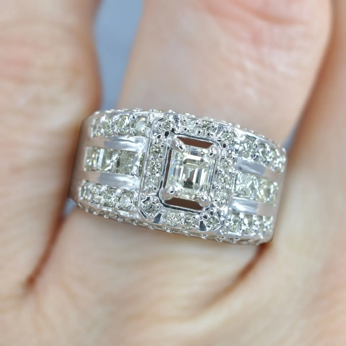 2.05-3.20 CT Round & Emerald Cut Diamonds - Engagement Ring