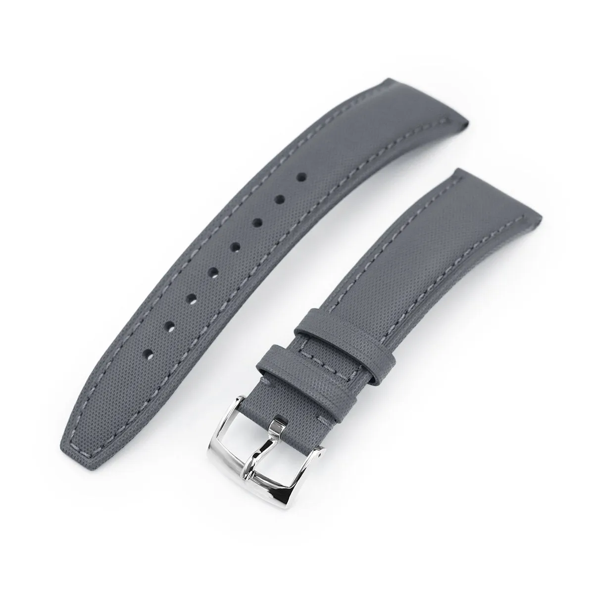 20mm Military Grey Woven Texture Watch Strap, Polished