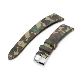 20mm MiLTAT Italian Handmade Camo Pattern Watch Strap, 16mm end, Khaki Stitching