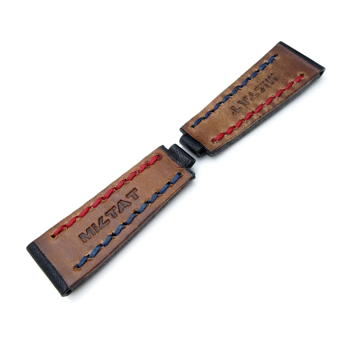 20mm MiLTAT RX 'X' Collection Watch Strap, NERO Black Genuine Calf, Red   Navy Blue St. Tailor-made for RX SUB & Explo