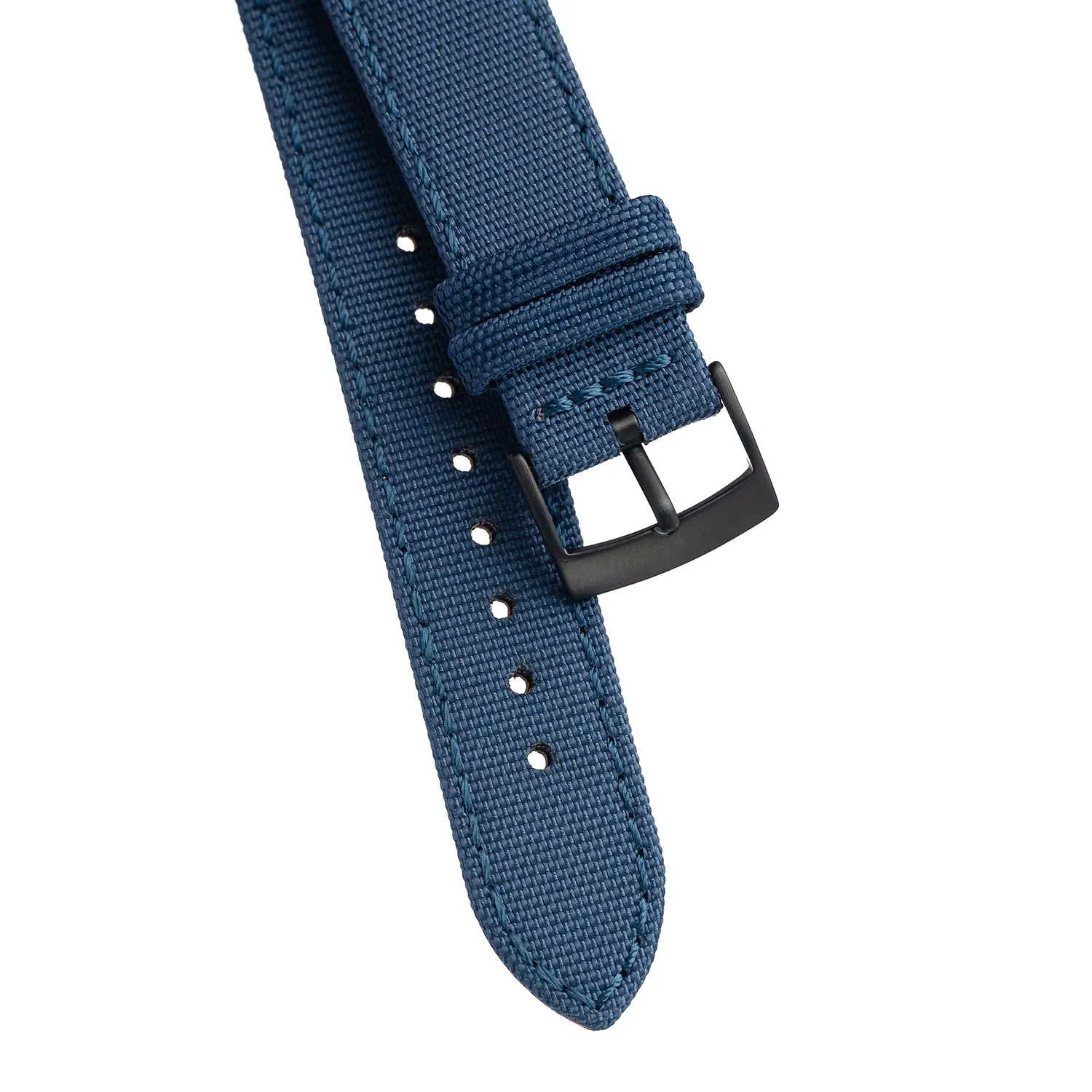 20mm Quick Release Sailcloth Canvas / Leather Watch Band - Blue